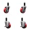 Service Caster 3.5'' SS Red Poly Wheel Swivel 1-1/4'' Expanding Stem Caster Set 2 Brakes, 4PK SCC-SSEX20S3514-PPUB-RED-2-TLB-2-114 - alternate 1
